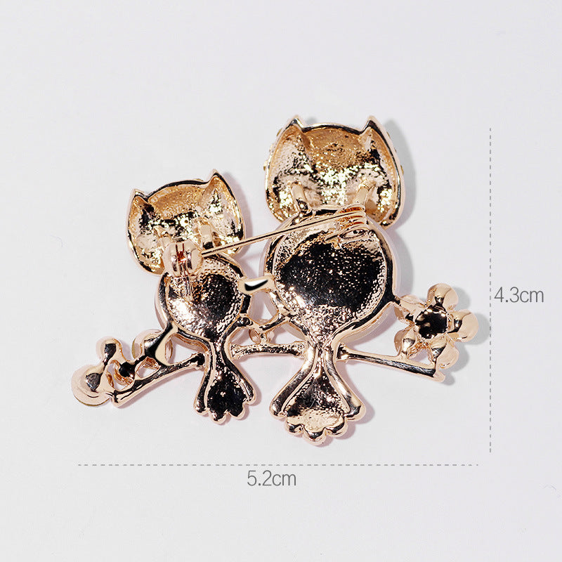 Diamond Temperament Owl Crystal Owl Brooch