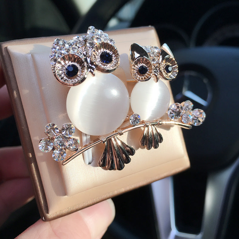 Diamond Temperament Owl Crystal Owl Brooch