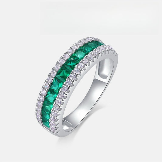 Dapaza | Classic Invisible Set Lab-Grown Emerald Ring in S925 Silver