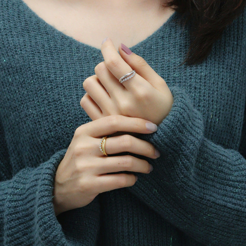 Dapaza S925 Sterling Silver Gold Plated Silver Ring
