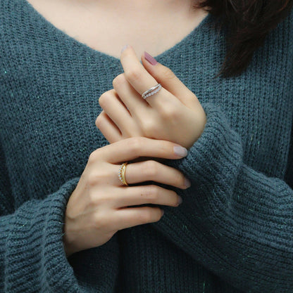 Dapaza S925 Sterling Silver Gold Plated Silver Ring