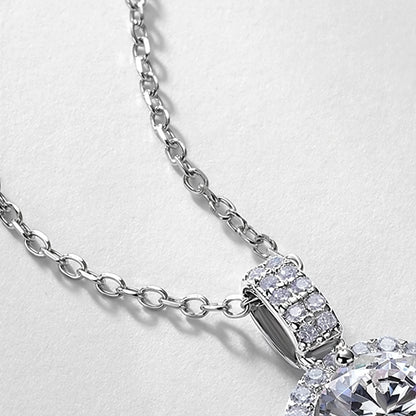 1ct Round Brilliant Lab-Grown Diamond Halo Necklace | Dapaza