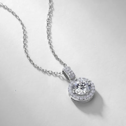1ct Round Brilliant Lab-Grown Diamond Halo Necklace | Dapaza