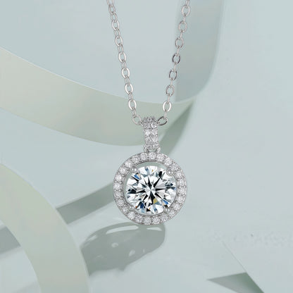 1ct Round Brilliant Lab-Grown Diamond Halo Necklace | Dapaza