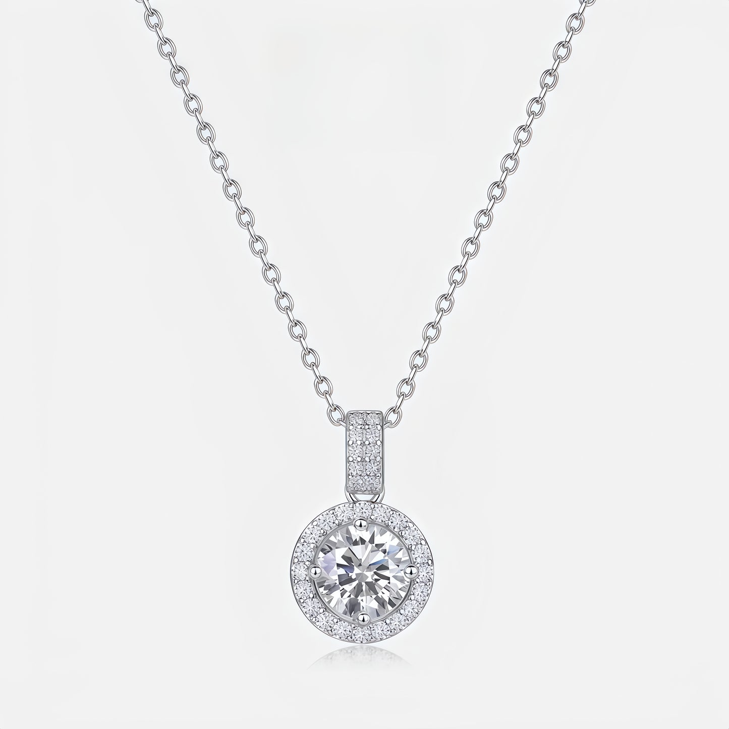 1ct Round Brilliant Lab-Grown Diamond Halo Necklace | Dapaza