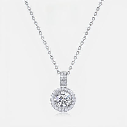 1ct Round Brilliant Lab-Grown Diamond Halo Necklace | Dapaza