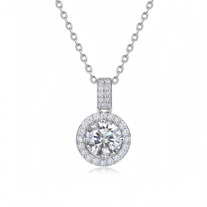 1ct Round Brilliant Lab-Grown Diamond Halo Necklace | Dapaza