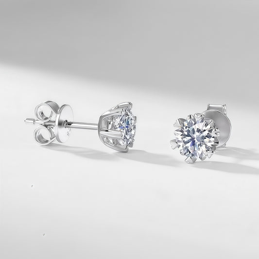 1ctw Round Lab-Grown Diamond Heart 6-Prong Stud Earrings | Dapaza