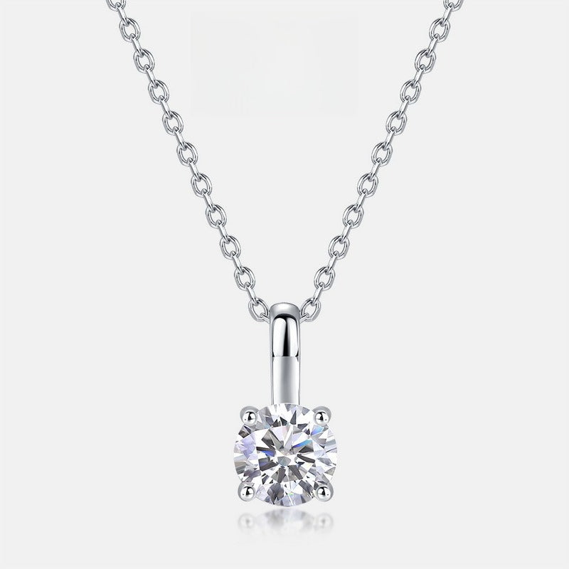Classic 4-Prong Lab-Grown Diamond Solitaire Necklace - S925 Sterling Silver