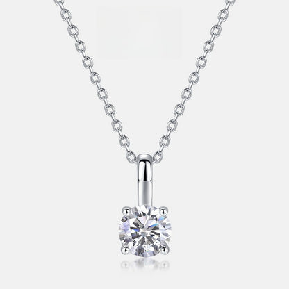 Classic 4-Prong Lab-Grown Diamond Solitaire Necklace - S925 Sterling Silver