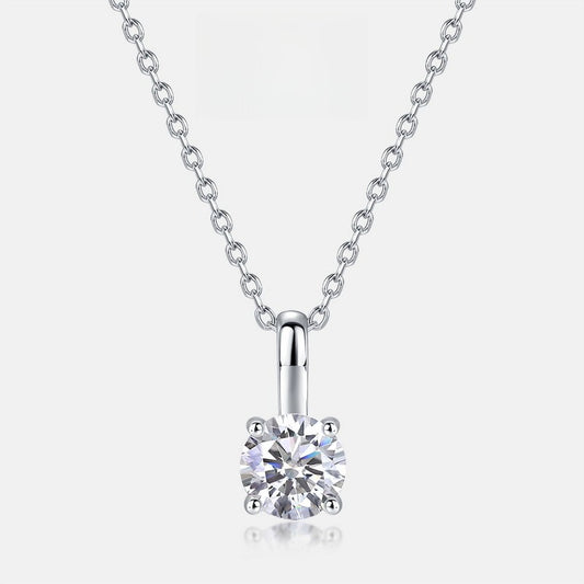 Classic Four-prong Lab-grown Diamond Necklace for Women, S925 Sterling Silver, One Carat Choker