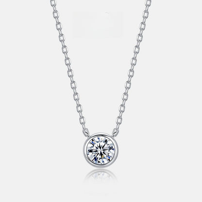 Classic 0.50ct Lab-Grown Diamond Bezel Pendant Necklace & Stud Earrings Set - S925 Sterling Silver