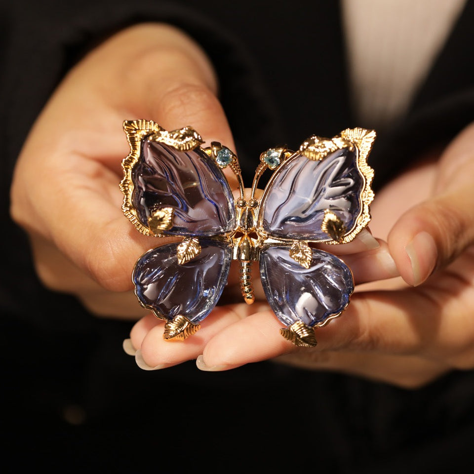 Antique Crystal Butterfly Brooch