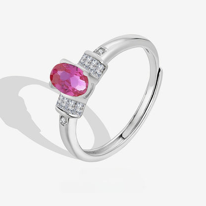 S925 Sterling Silver Ring Women's Zirconium Niche Design Adjustable Ring with Opening