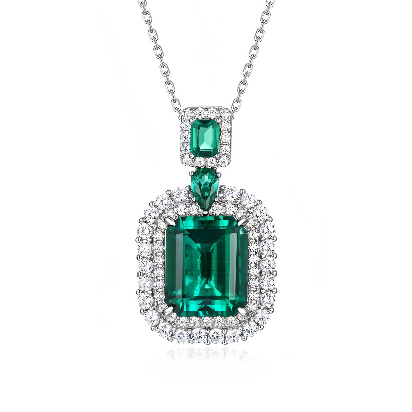 Royal Teardrop Lab-Grown Emerald Pendant Necklace - S925 Sterling Silver