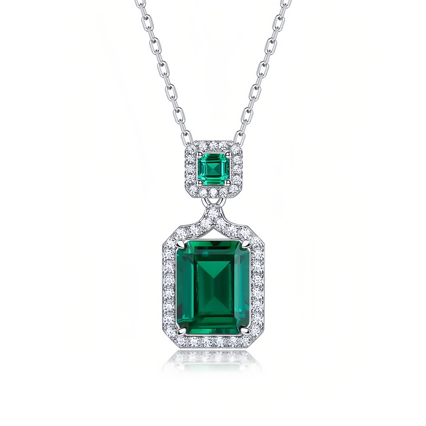Royal Teardrop Lab-Grown Emerald Pendant Necklace - S925 Sterling Silver