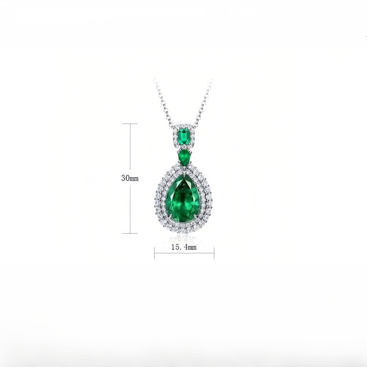 Royal Teardrop Lab-Grown Emerald Pendant Necklace - S925 Sterling Silver