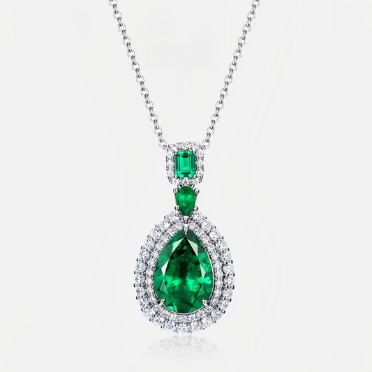 3.58ct Royal Teardrop Lab-Created Emerald Necklace | Dapaza - Premium Lab-grown Jewelry from Dapaza