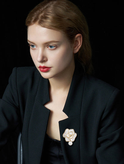 Dapaza Camellia Mother of Pearl Brooch