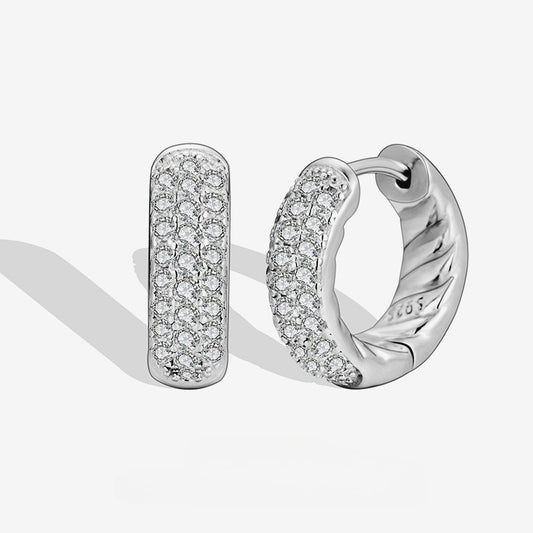 S925 Sterling Silver Earrings Women's Niche Design High-end Zircon Ring