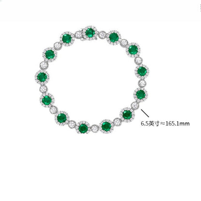 Lab-Grown Emerald Halo Tennis Bracelet - S925 Sterling Silver