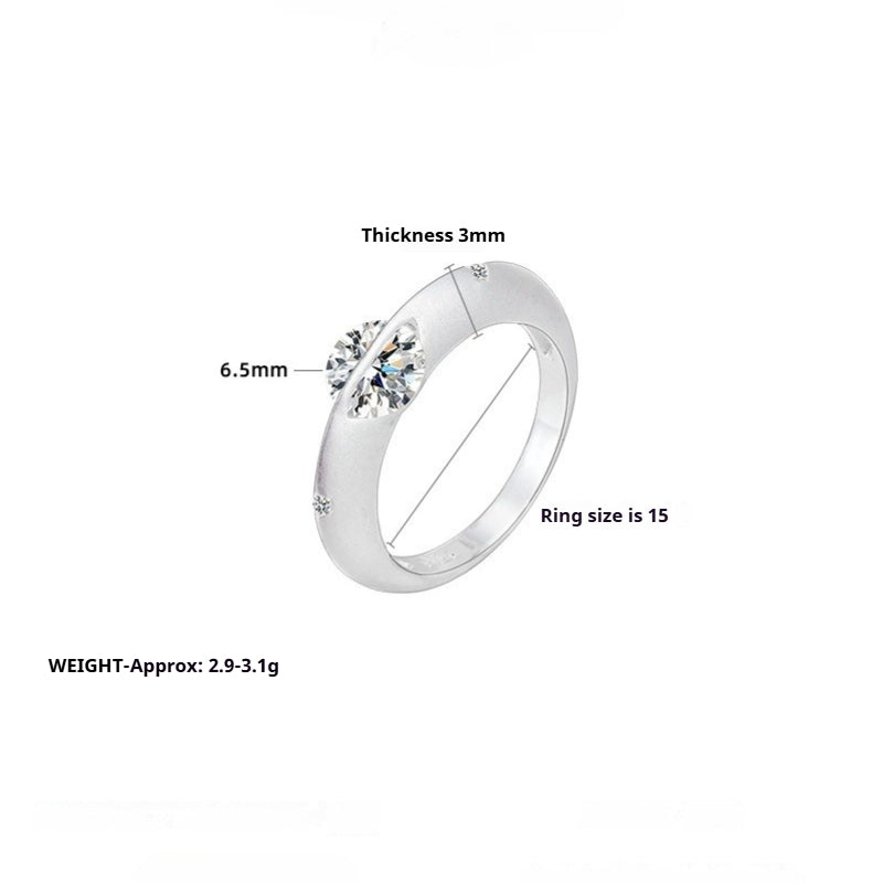 S925 Sterling Silver Frosted Cosmic Star Rotatable Ring