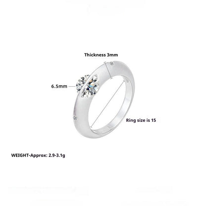 S925 Sterling Silver Frosted Cosmic Star Rotatable Ring