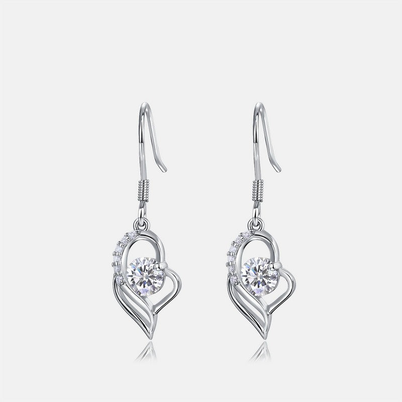 Cupid's Arrow Lab-Grown Diamond Dangle Hook Earrings - S925 Sterling Silver