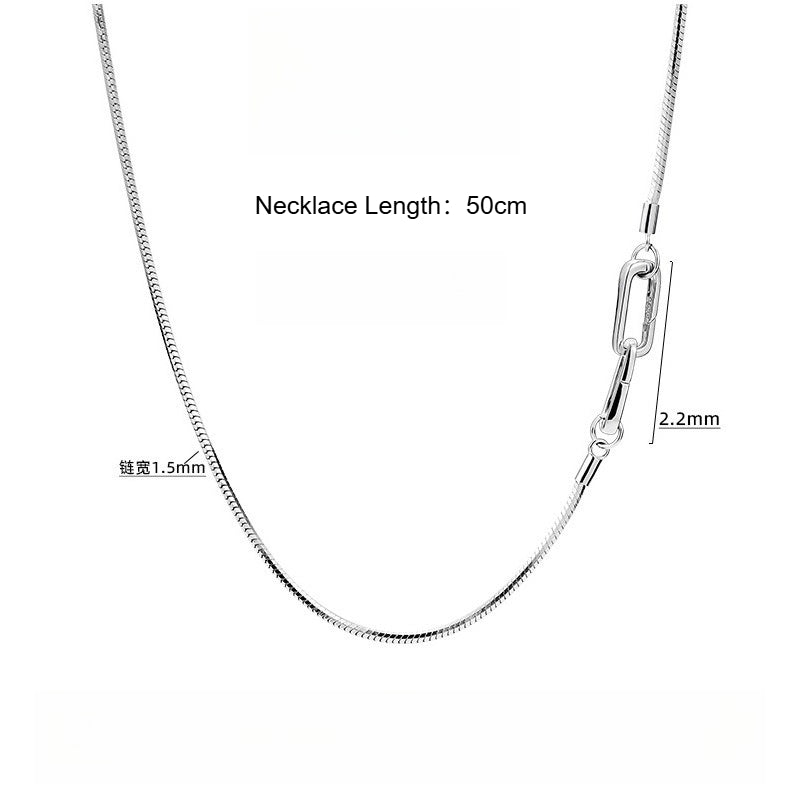 Snake bone chain necklace 925 sterling silver cold style design stacking universal buckle bare chain clavicle chain silver jewelry
