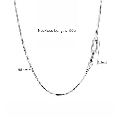 Snake bone chain necklace 925 sterling silver cold style design stacking universal buckle bare chain clavicle chain silver jewelry