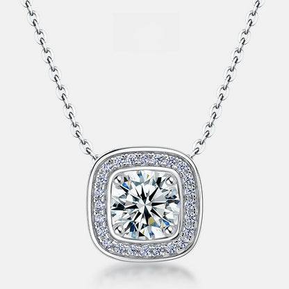 Geometric Halo Lab-Grown Diamond Necklace - S925 Sterling Silver