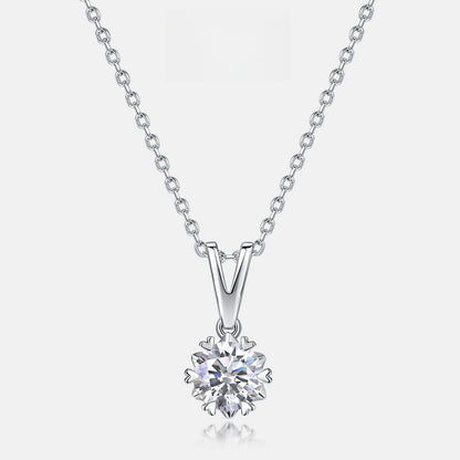 1 Carat Round Lab-Grown Diamond Heart 6-Prong Necklace - S925 Silver