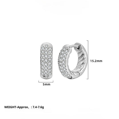 S925 Sterling Silver Earrings Women's Niche Design High-end Zircon Ring