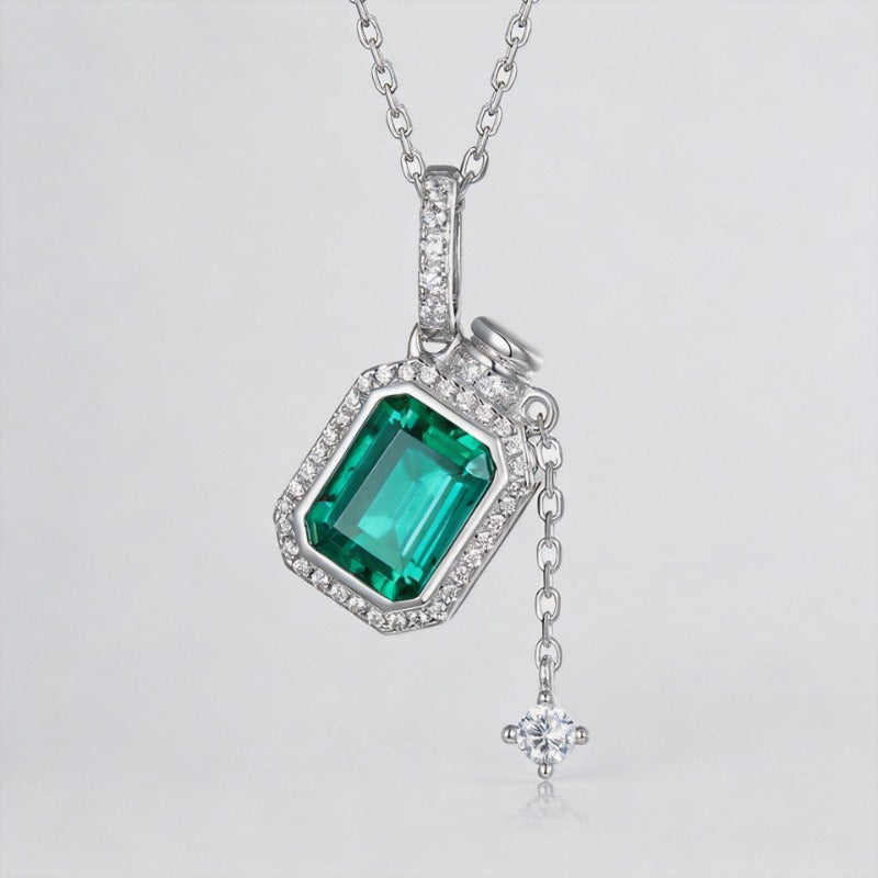 Magic Bottle Lab-Grown Emerald Necklace - S925 Sterling Silver