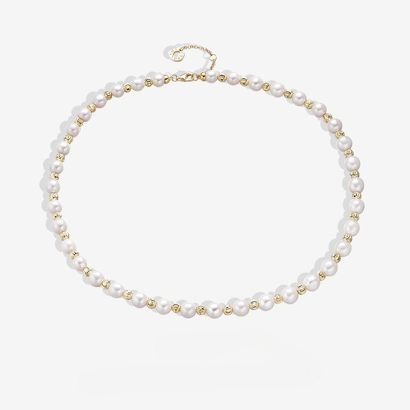 New S925 Sterling Silver Baroque Pearl Necklace