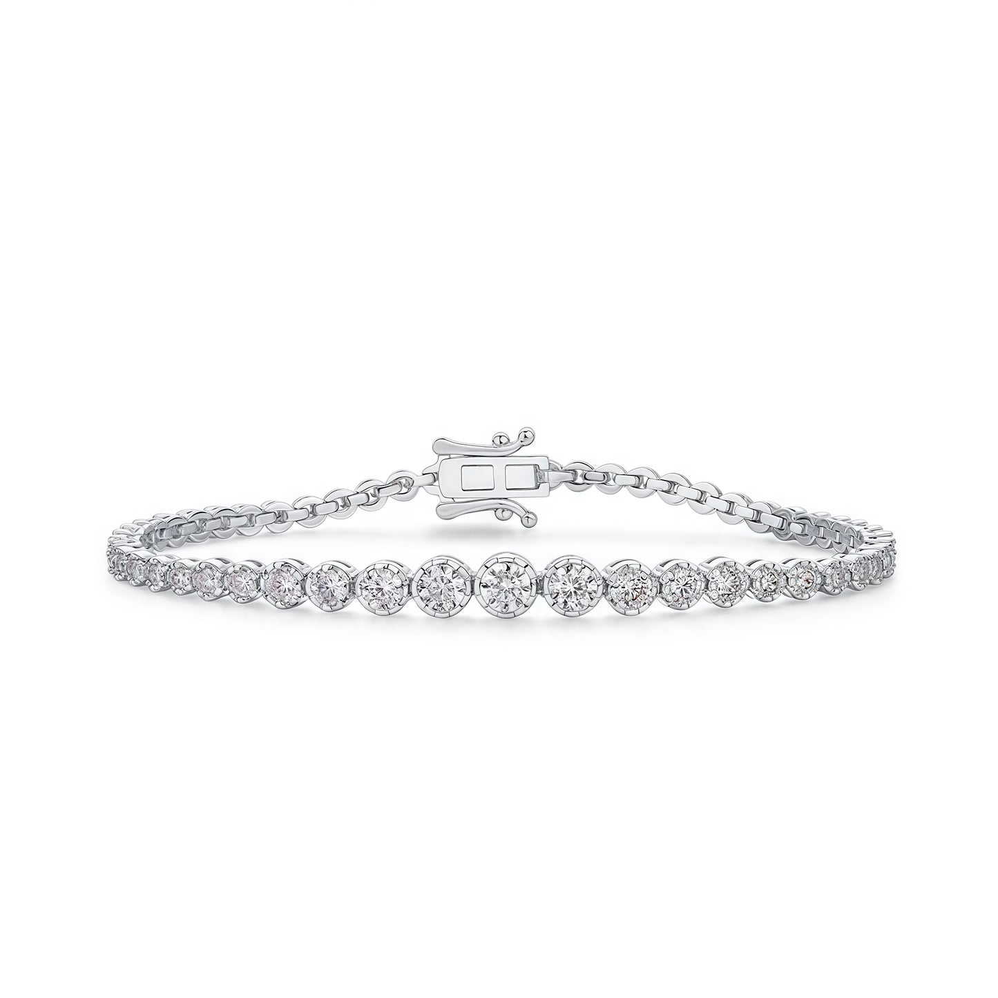Dapaza 0.45ct 4mm Round Moissanite Tennis Bracelet for Women - S925 Silver Full Diamond Link Bracelet