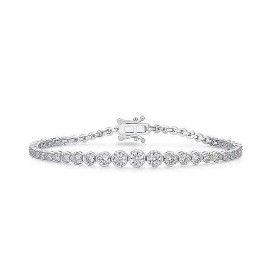 Dapaza 0.45ct 4mm Round Moissanite Tennis Bracelet for Women - S925 Silver Full Diamond Link Bracelet
