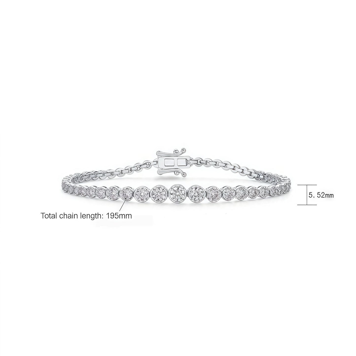 Dapaza 0.45ct 4mm Round Moissanite Tennis Bracelet for Women - S925 Silver Full Diamond Link Bracelet