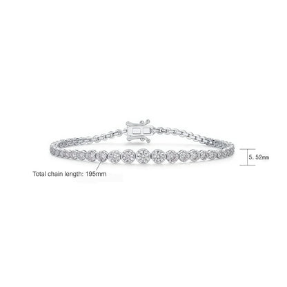 Dapaza 0.45ct 4mm Round Moissanite Tennis Bracelet for Women - S925 Silver Full Diamond Link Bracelet