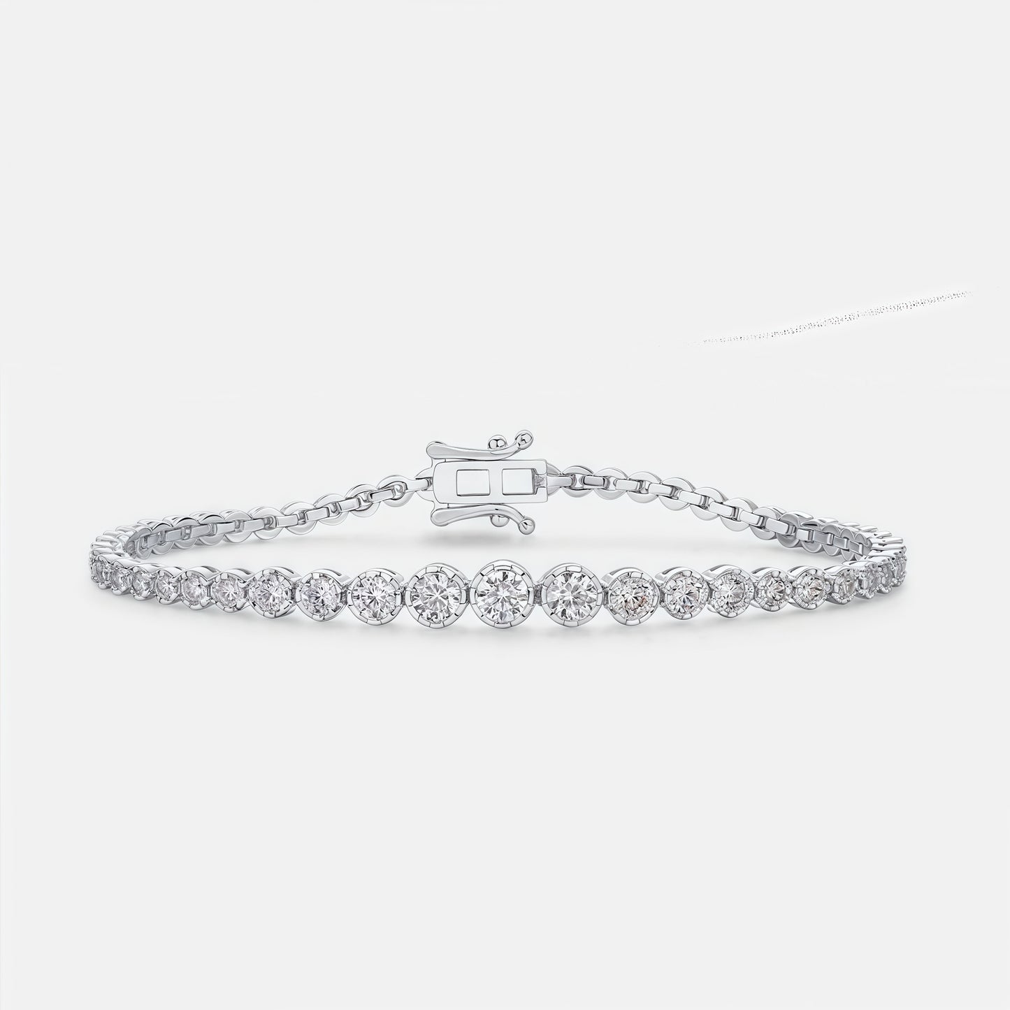 Dapaza 0.45ct 4mm Round Moissanite Tennis Bracelet for Women - S925 Silver Full Diamond Link Bracelet