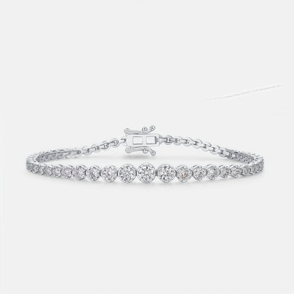 Dapaza 0.45ct 4mm Round Moissanite Tennis Bracelet for Women - S925 Silver Full Diamond Link Bracelet