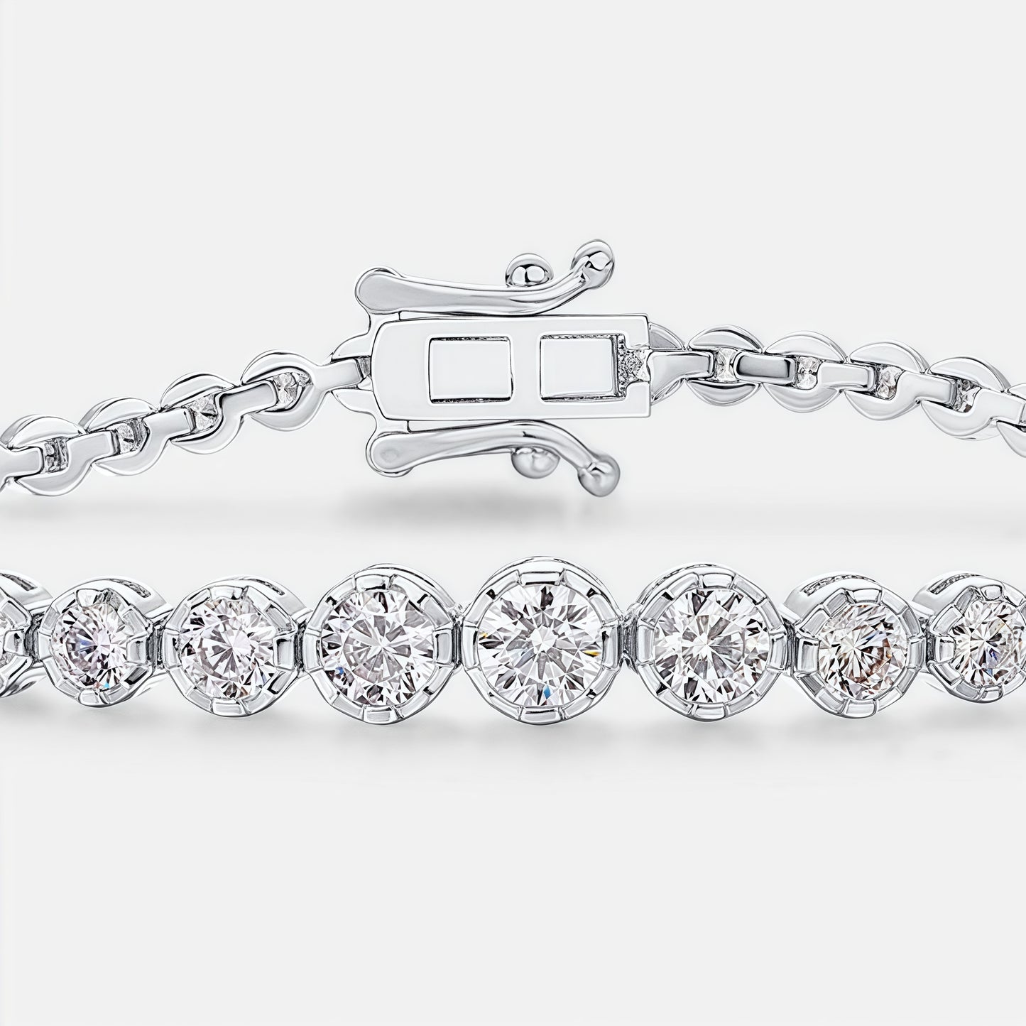 Dapaza 0.45ct 4mm Round Moissanite Tennis Bracelet for Women - S925 Silver Full Diamond Link Bracelet