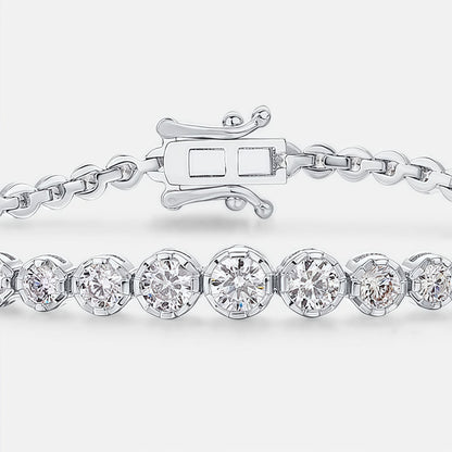 Dapaza 0.45ct 4mm Round Moissanite Tennis Bracelet for Women - S925 Silver Full Diamond Link Bracelet