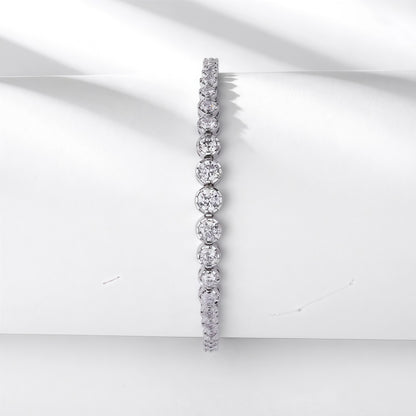 Dapaza 0.45ct 4mm Round Moissanite Tennis Bracelet for Women - S925 Silver Full Diamond Link Bracelet