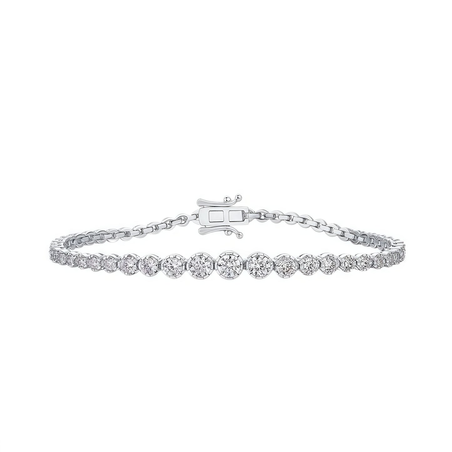 Dapaza 0.45ct 4mm Round Moissanite Tennis Bracelet for Women - S925 Silver Full Diamond Link Bracelet