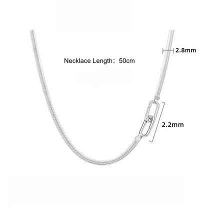 Snake bone chain necklace 925 sterling silver cold style design stacking universal buckle bare chain clavicle chain silver jewelry