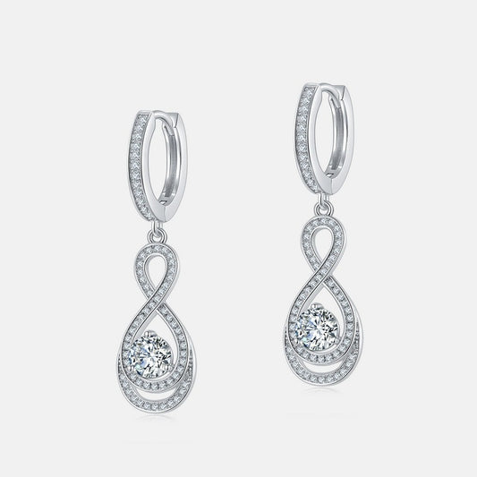 Infinity Figure 8 Moissanite Drop Earrings in S925 Sterling Silver - 0.9CT Total Weight