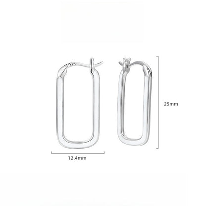 Rectangle Enamel Epoxy Earrings for Women, S925 Sterling Silver, Minimalist Design, Unique and Creative Ear Studs