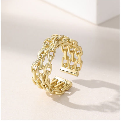 Dapaza S925 Sterling Silver Ring Women's Double Winding Chain Design