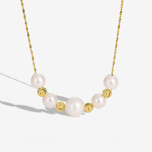 Freshwater Pearl Extra Fine Necklace Women's S925 Silver Clavicle Chain